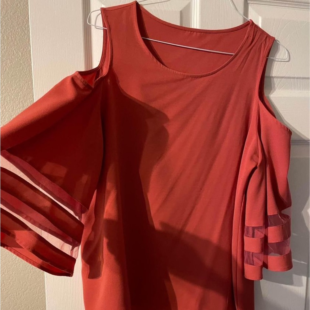 Ladies cold shoulder dress blouse